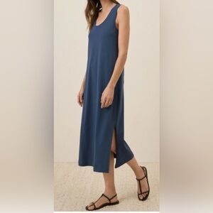 Pact Sleeveless Midi Dress in Deep Blue. Large. 100% organic cotton